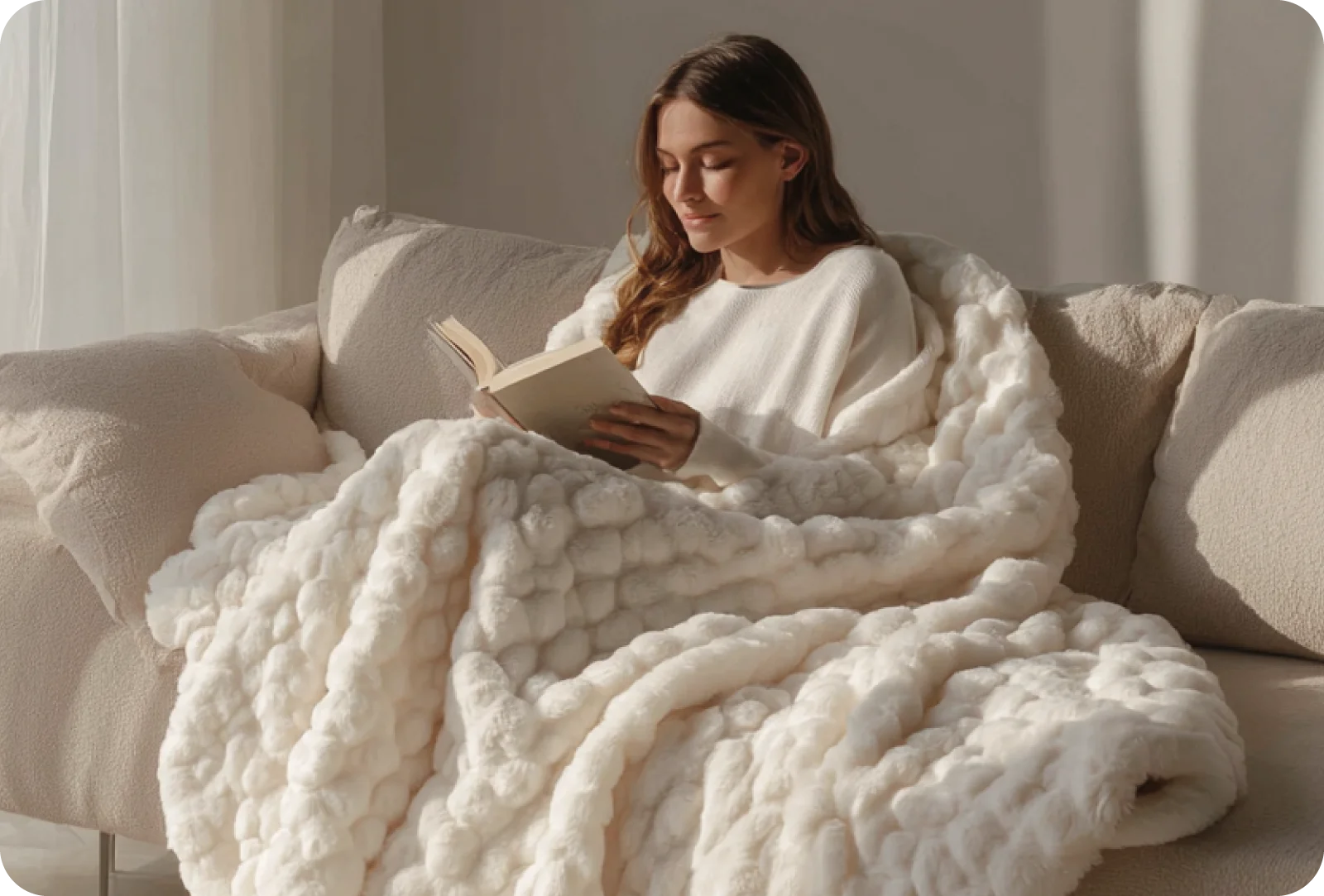 Ligera y versátil todo el año en Bubble Hug Blanket