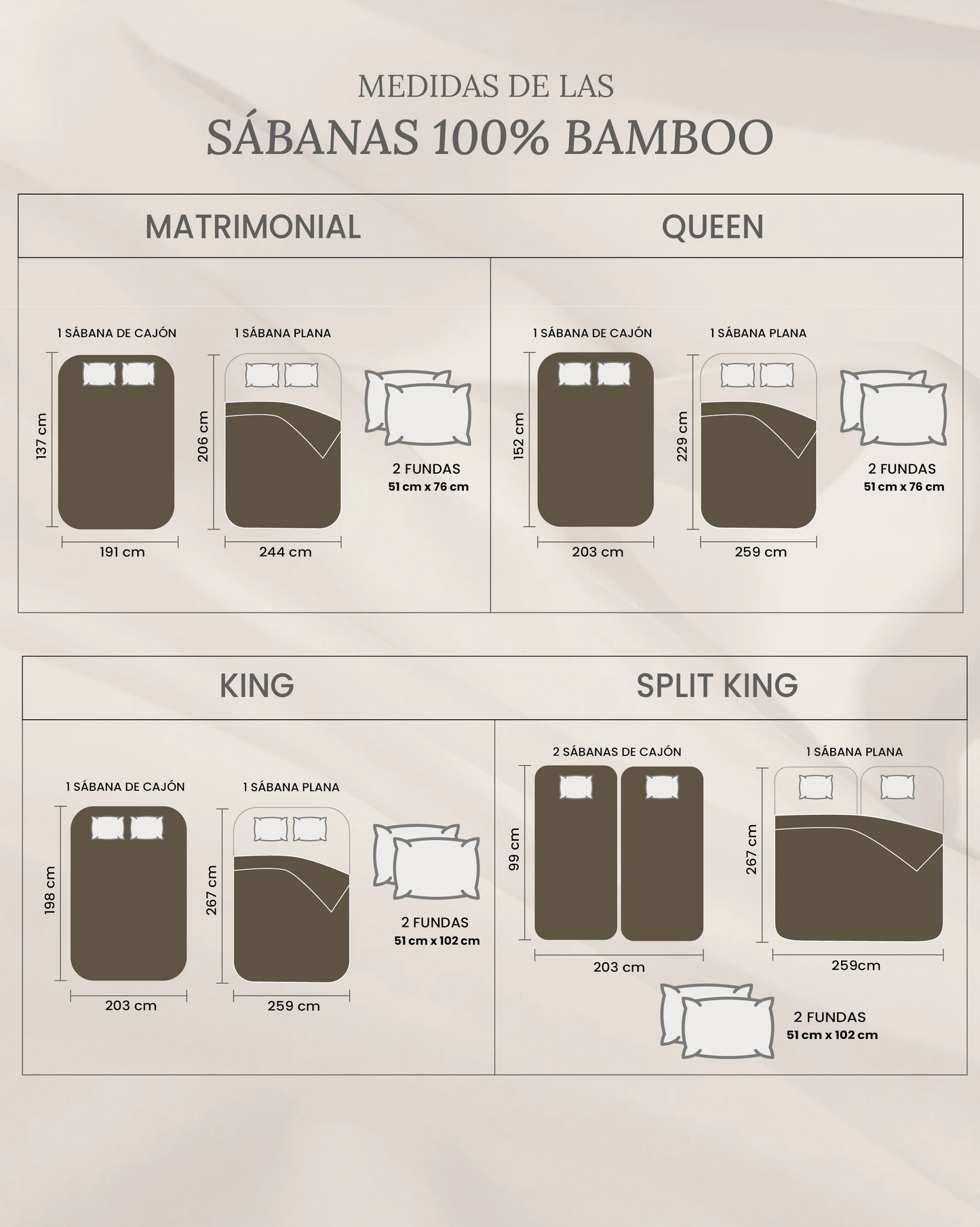 Juego de Sábanas 100% Bamboo